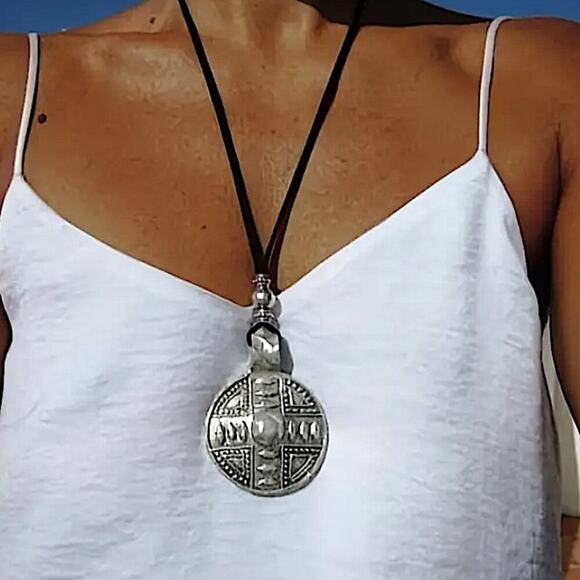 Vintage Celtic Statement Pendant Necklace, Bohemian, Boho, Tribal - Picture 2 of 5